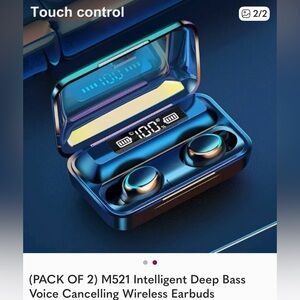 Blue Wireless Earbuds with Charging Case